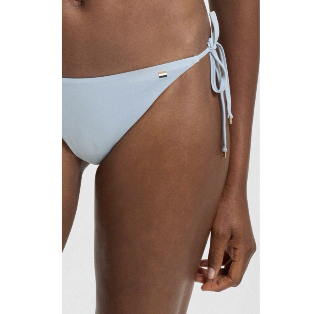 HUGO BOSS Beach Boss Bella Logo Charm Tie-Side Bikini Bottom gray Large NWT